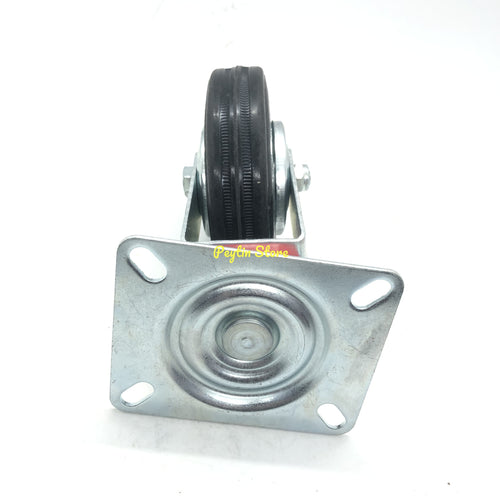 1) 4" Universal Rubber Trolley Iron PlateTrailer Industrial Caster Silent Wheel